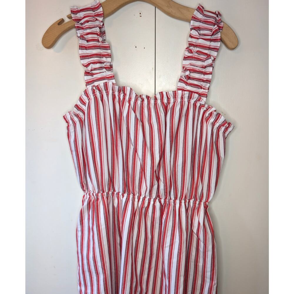 Doe & Rae Red & White Striped Ruffled Dress - Picture 4 of 9